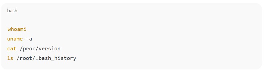 Example of command patterns that suggest sandbox testing or honeypot detection