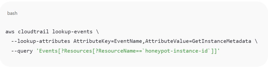 Monitor access to metadata APIs from workloads not marked as test or deception assets