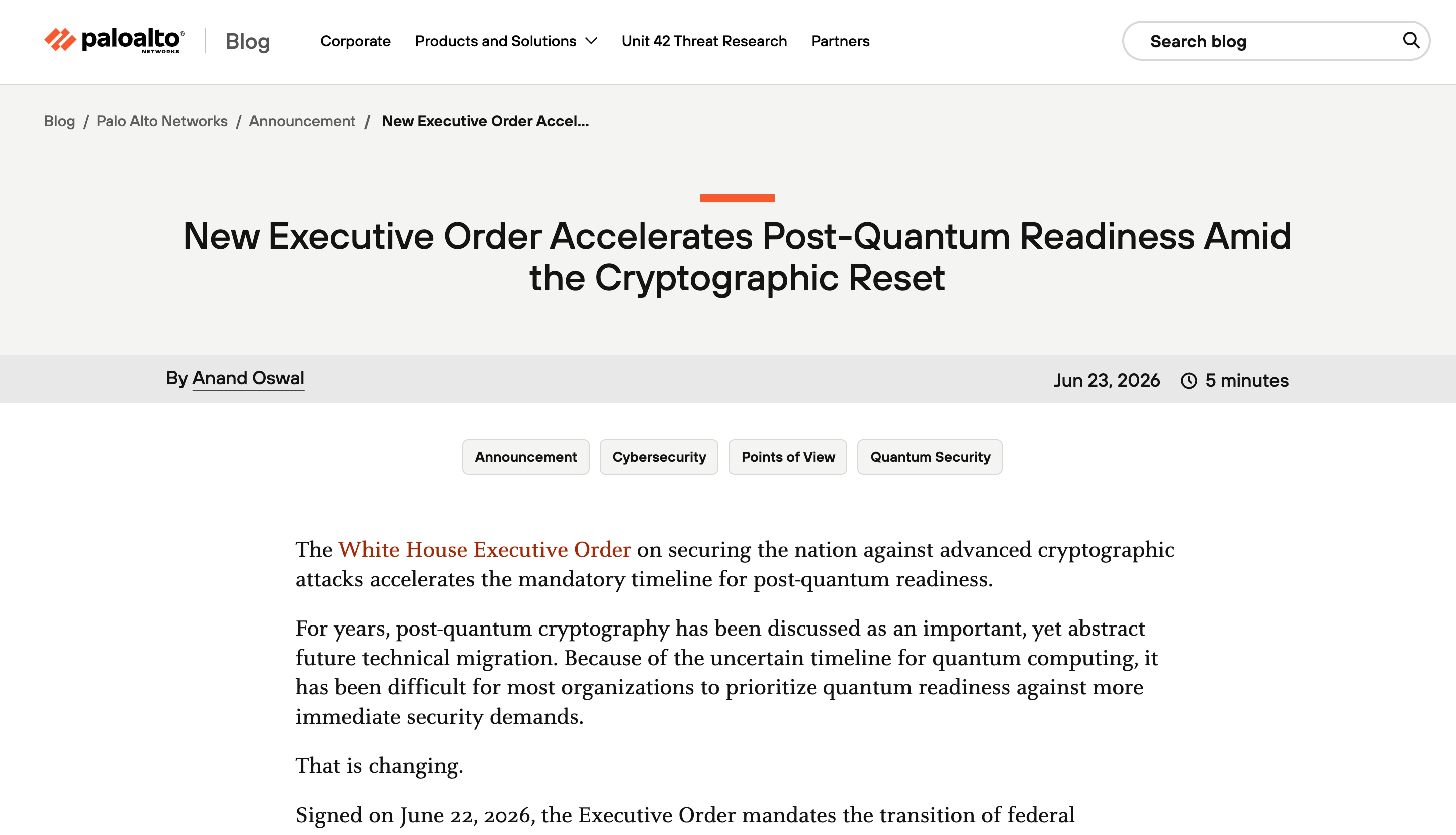 New Executive Order Accelerates Post-Quantum Readiness Amid the Cryptographic Reset