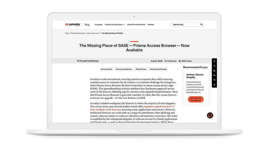 The Missing Piece of SASE — Prisma Access  Browser — Now Available