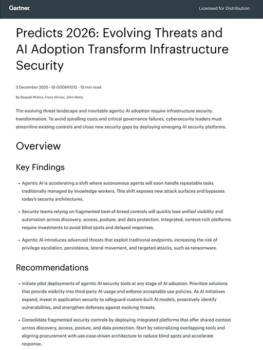 Gartner Predicts 2026: Evolving Threats and AI Adoption Transform Infrastructure Security