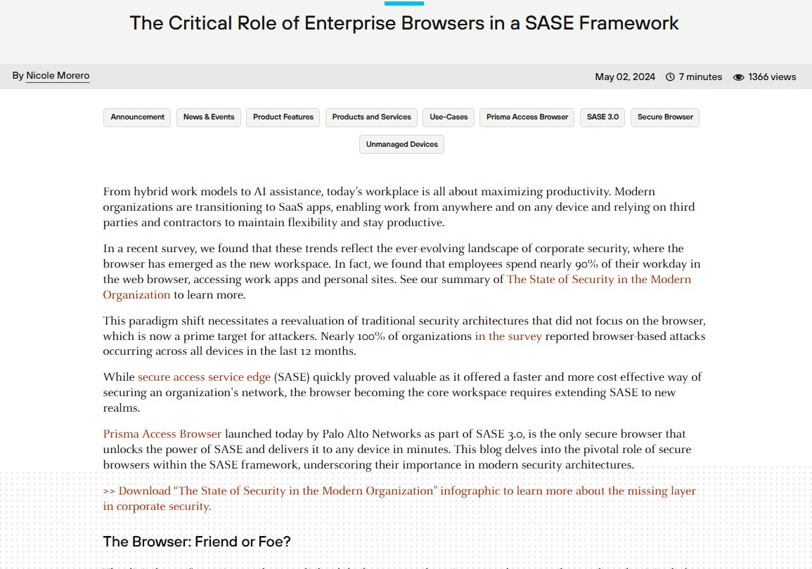 The Critical Role of Enterprise Browsers in a SASE Framework