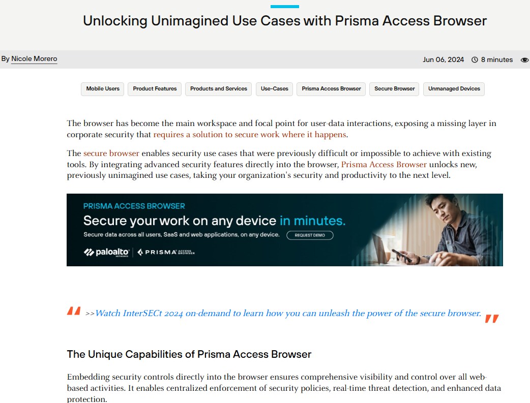 Unlocking previously unimagined use cases with Prisma Browser
