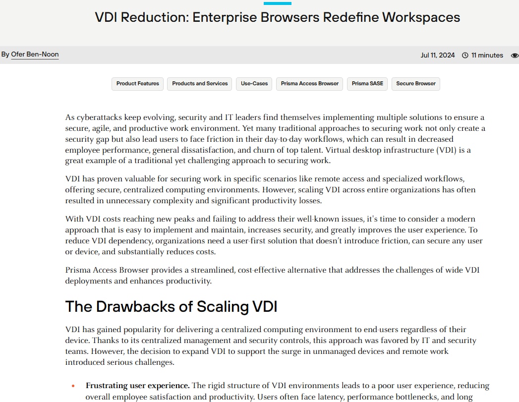 VDI Reduction